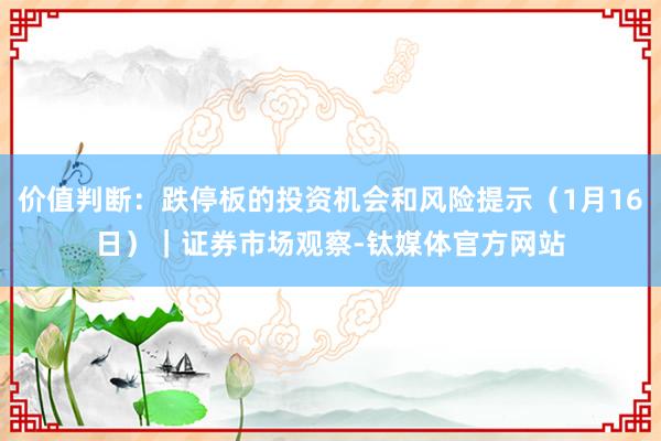 价值判断：跌停板的投资机会和风险提示（1月16日）｜证券市场观察-钛媒体官方网站