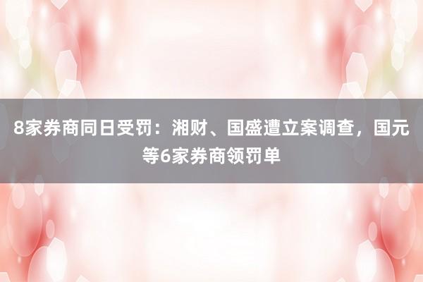 8家券商同日受罚：湘财、国盛遭立案调查，国元等6家券商领罚单